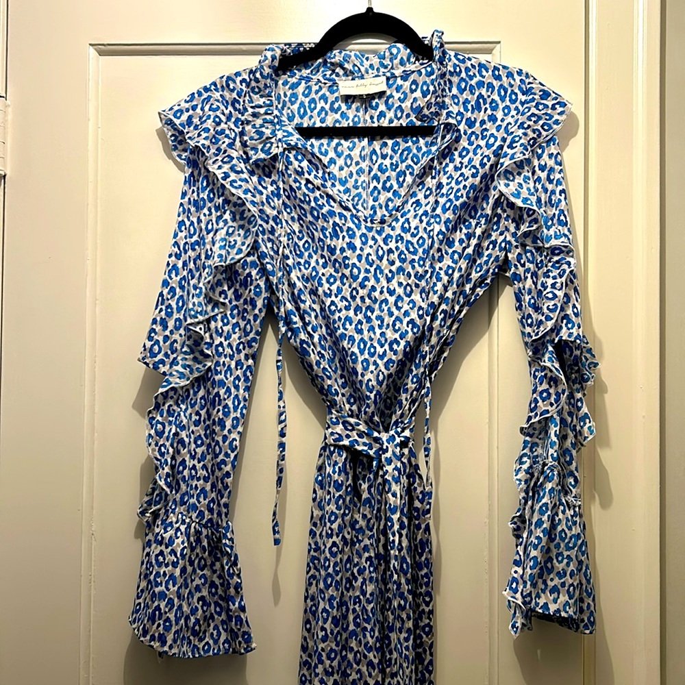 Never Fully Dressed Blue Leopard print midi dress